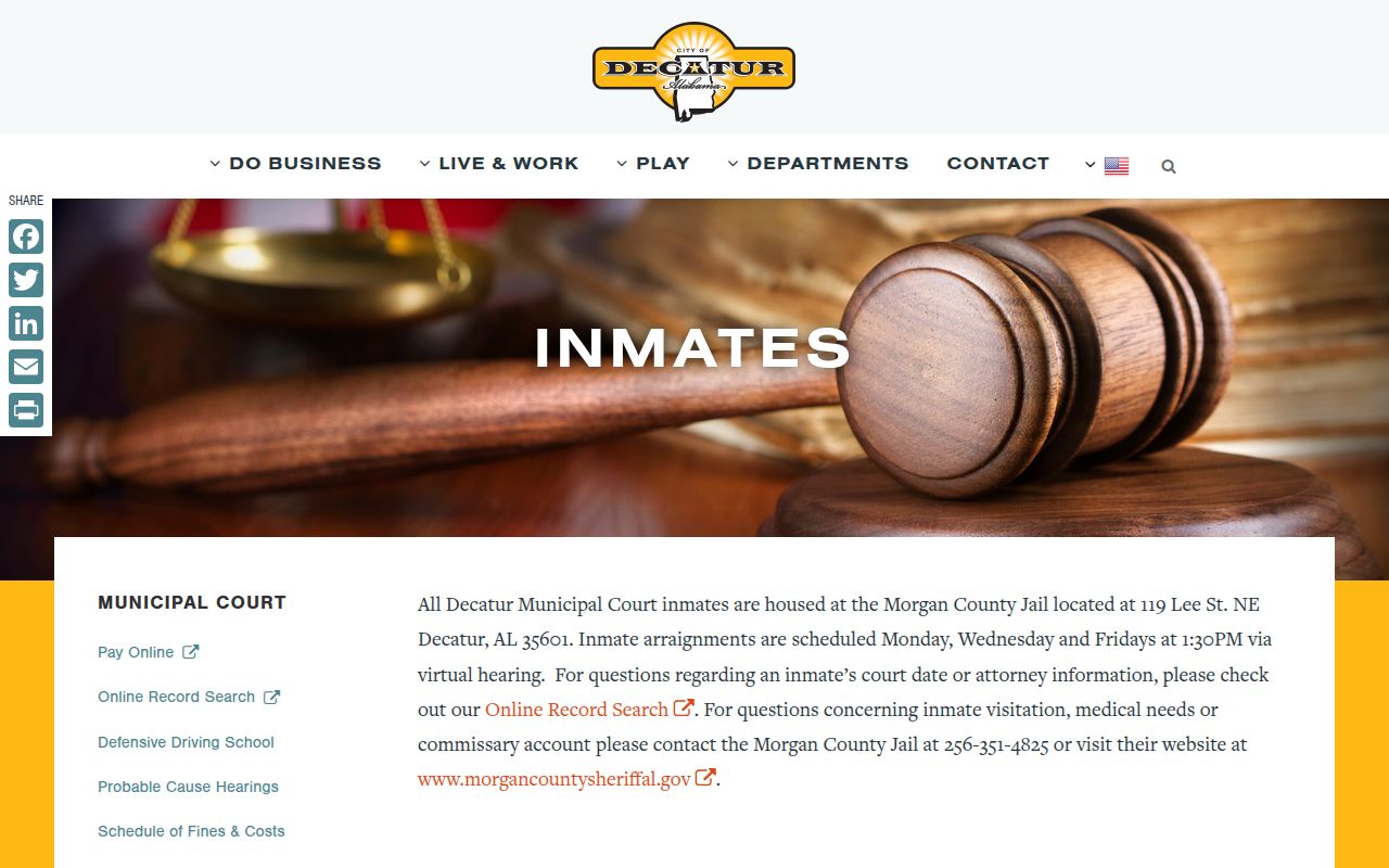 Decatur municipal inmates page