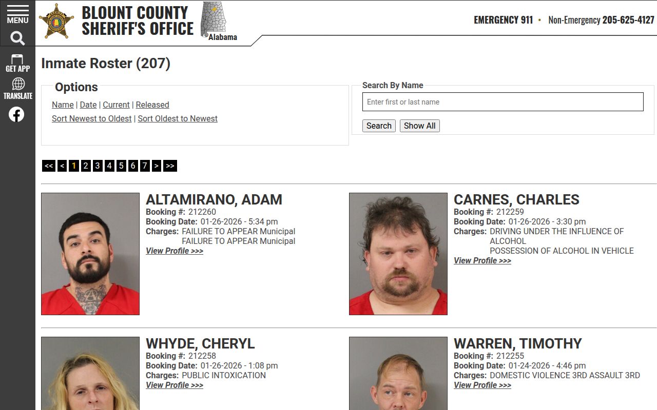 Blount County current inmate roster
