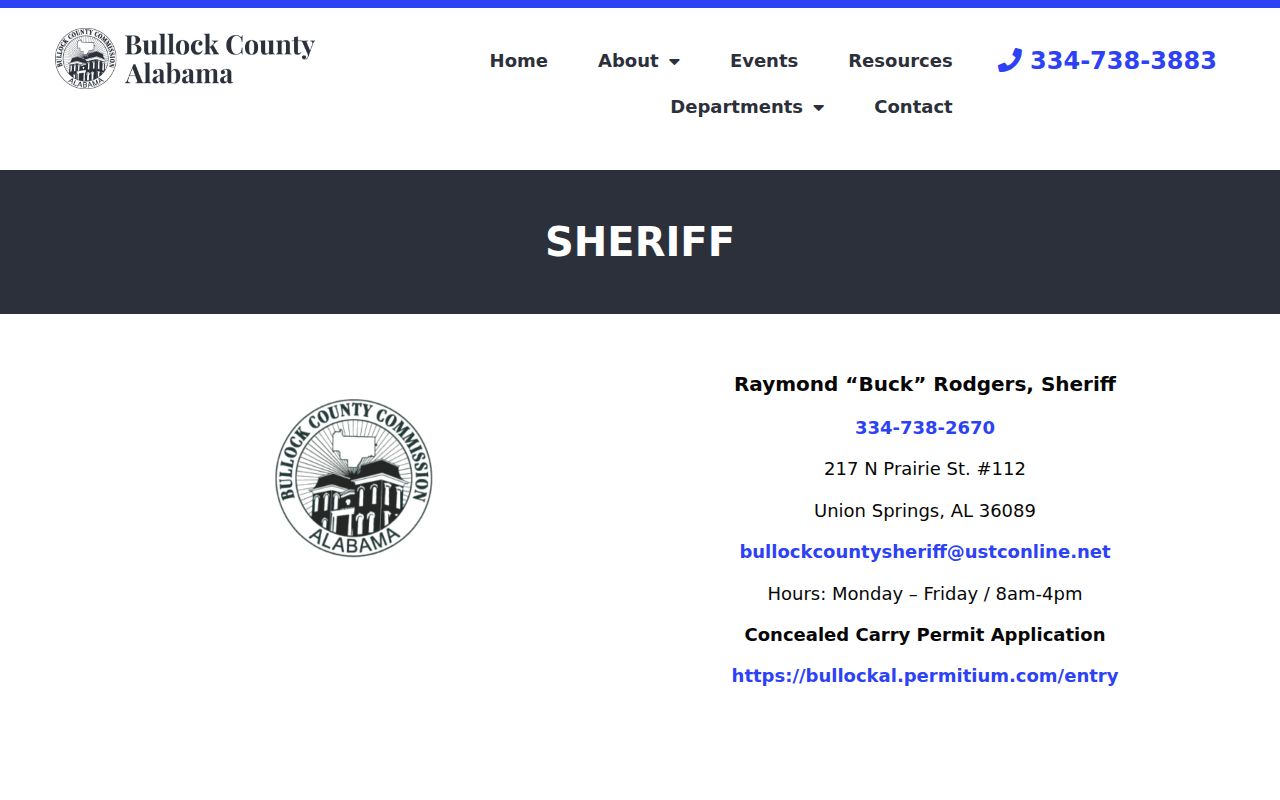 Bullock County Sheriff's Office page