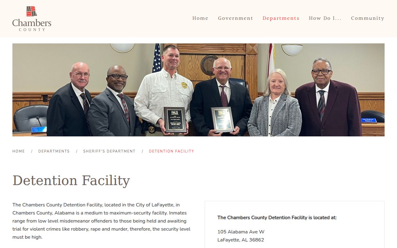 Chambers County detention facility page
