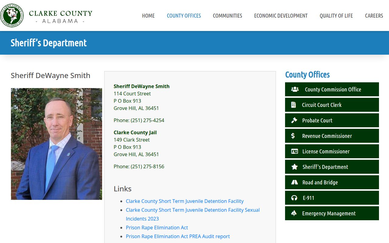 Clarke County Sheriff's Department page