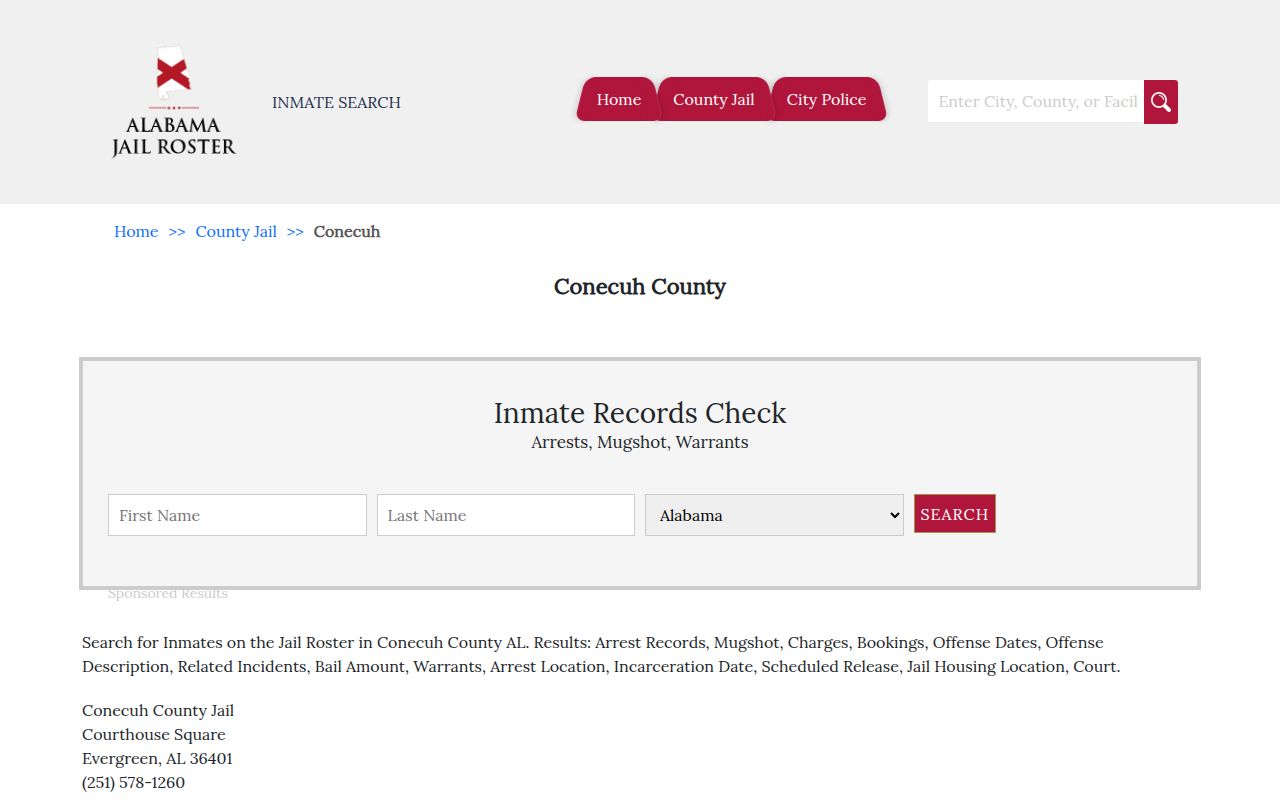 Conecuh County jail information