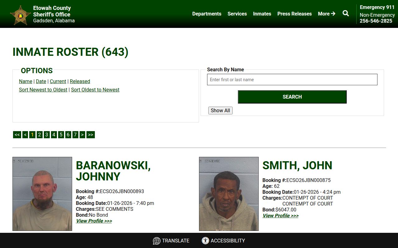 Etowah County inmate roster page