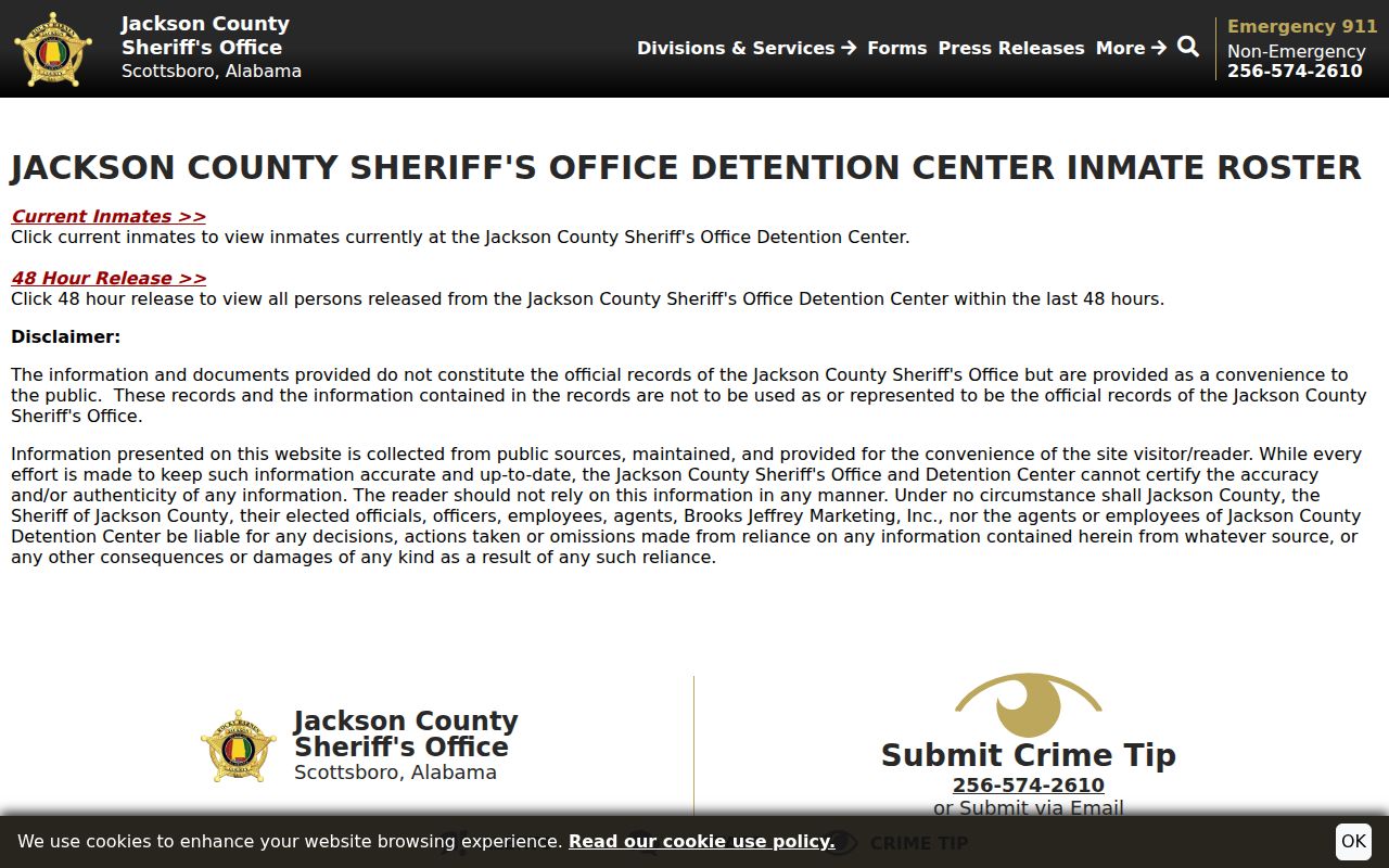 Jackson County Sheriff's Office inmate roster