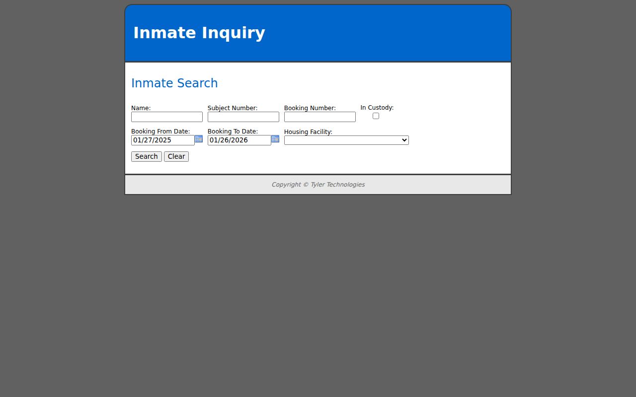 Jefferson County Sheriff's Office inmate search portal