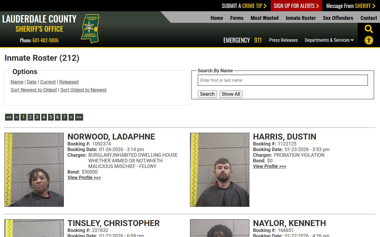 Lauderdale County Sheriff's Office inmate roster