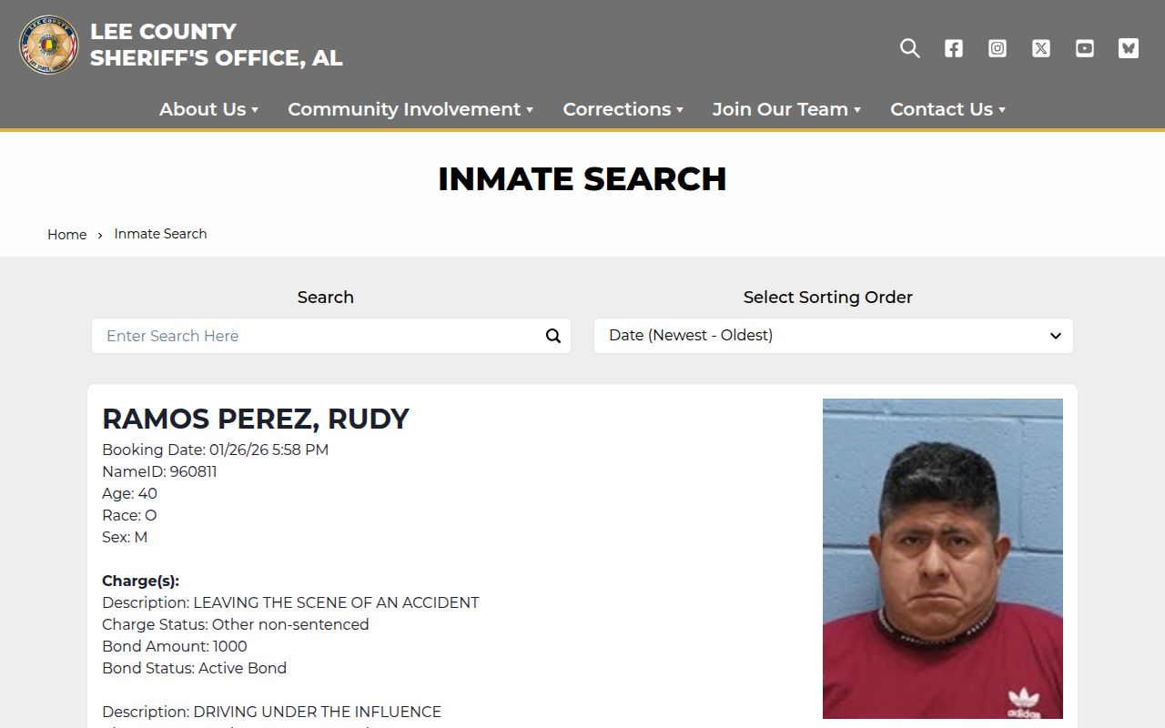 Lee County Sheriff's Office inmate search