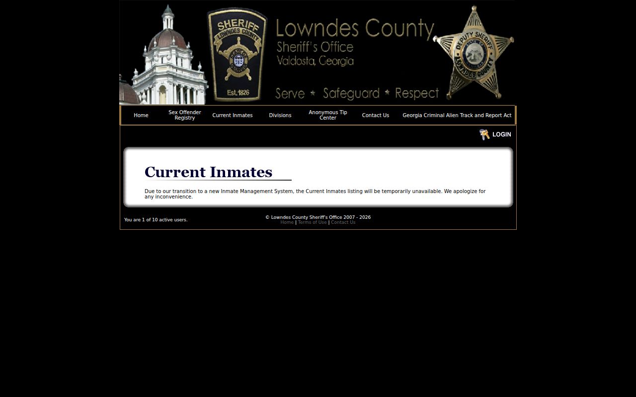 Lowndes County Sheriff's Office current inmates page
