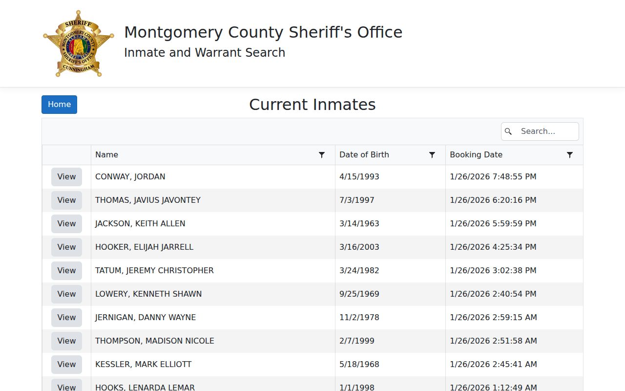 Montgomery County current inmates page