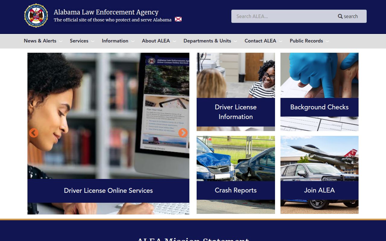 Alabama Law Enforcement Agency homepage